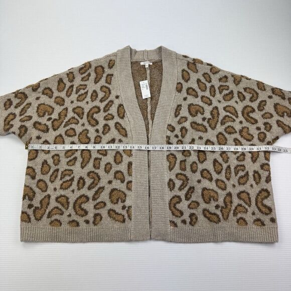 Maurices Leopard Print Cropped Open Cardigan Sweater 1X Tan Brown Soft Knit NWT - Picture 9 of 11